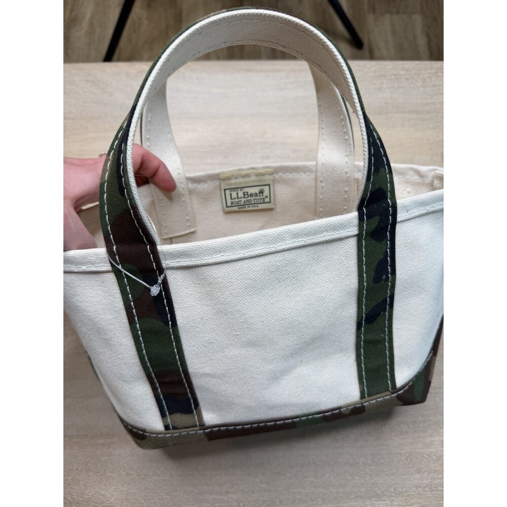 LL Bean Vintage 90s Boat and Tote Bag Mini Camoflauge Trim Y2K Rare - Picture 2 of 10